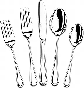 NICE KITCHEN Silverware Set for 8,40 Piece Heavy Duty Stainless Steel Flatware Set - Mirror Polished Cutlery Set,Dishwasher Safe Utensil Set with Knives Forks Spoons,Luster Series