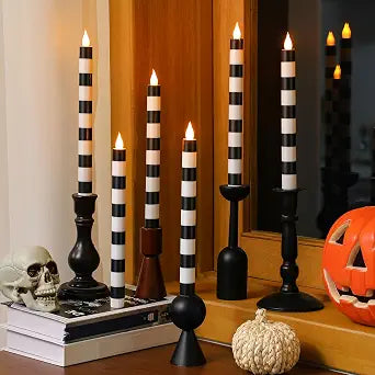 Honoson 6 Pcs Halloween Flameless Taper Candles 10.6 Inch Table Home Decor
