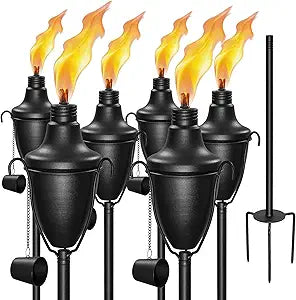 Citronella Torches for Outside Set of 6,17 Oz Outdoor Torches with 3-Prong Grounded Stake,58 Inch Metal Torch for Garden Dcor,Outside Torch for Backyard,Garden,Patio