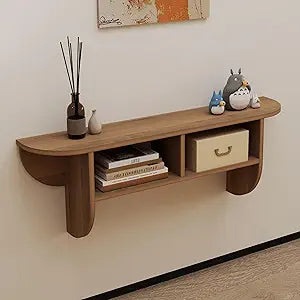Floating Solid Wood Console Table, 39'' Wall Mounted Narrow Entryway Table with Storage Shelf, Modern Couch Table Small Entry Way Tables for Entryway, Front Hall, Hallway (Walnut, 39.37IN)