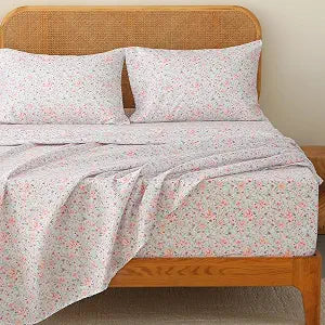 HYPREST Floral Sheets King, Vintage Soft Breathable Farmhouse 4pcs Bed Sheet Sets,18 inches Deep Pocket Sheets