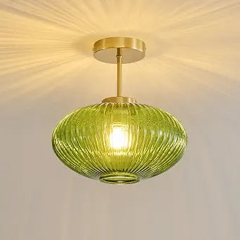 Green Semi Flush Mount Ceiling Light,Glass Ceiling Light Fixture
