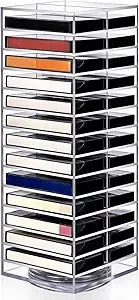 Ripeng 360 Rotating Double-Sided Cassette Tape Storage Tower, Clear Acrylic 28 Slot Desktop Music Tape Display Organizer, Retro Music Collector Gift