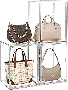Extra Large 17.7" x 13" x 13" Clear Stackable Storage Bins, Acrylic Boxes with Magnetic Lid Storage Bins for Boots, Shoes, Collectibles, Bags, Figures, Books, Protection Organizer(3 Pack)