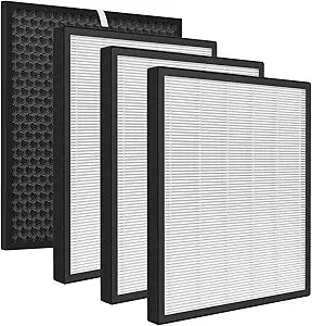 LV-PUR131 Replacement Filter Compatible with LEVOIT LV-PUR131 and LV-PUR131S Air Purifiers, Part Number LV-PUR131-RF, 3├ Filters + 1├Activated Carbon Filter