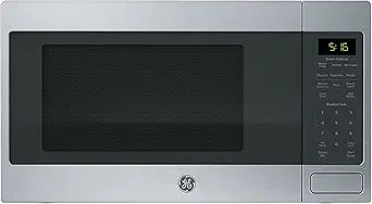 GE Countertop Microwave Oven, 1,150-watt Capacity, 1.6 Cubic Ft., 8 Auto Setting Cooking Settings, Child-Lock Technology, Kitchen Essentials for the Countertop, Dorm Room or Apartment, Stainless Steel