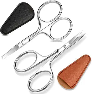 2 Pack Eyebrow Nose Hair Scissors, Stainless Steel Rounded Tips