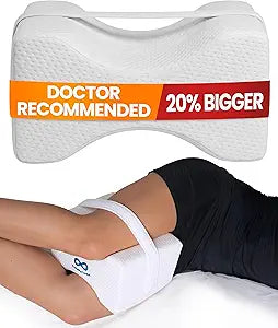 Everlasting Comfort Memory Foam Knee Pillow for Side Sleepers  Sciatica Pain Relief Pillow, Removable Strap Support  Leg Pillows for Sleeping Alignment, Knees, Back & Hip Cushion