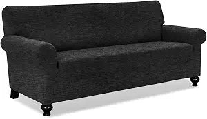 URBANLIFE 1-Piece Stretch Sofa Covers for 3 Cushion Couch, Black
