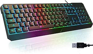 Chroma Gaming Keyboard, US Layout, Slim Ergonomic Waterproof Silent