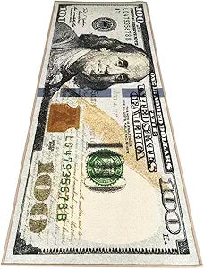 HUAHOO Money Rugs 100 Dollar Bill Runner Cool Area Rug for Living Room Kitchen Rug Laundry Runner Rug Bedroom Bathroom Mat (31.5" x 78.7")