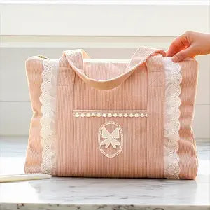 Tristan Home Pet Carrier, Salmon Pink, Lace Trim, Stylish Per Carrier Crossbody Handbag for Small Animals Below 15lbs, 11/16/8inch, Medium