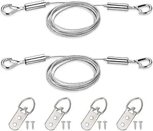 2 Pack Picture Hanging Wire Kit with D Rings - 25kg Load Capacity