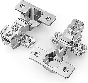 Chibery 50 Pack 1/2" Overlay Soft Close Face Frame  Frameless Hinges, Stainless Steel Quiet 3D Concealed for Kitchen Door, 105 Slow Smooth Hardware Replacement, Self Closing Hidden, Satin Nickel