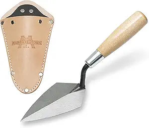 Marshalltown Archaeology Pointing Trowel with Leather Holster, Wood Handle, 5 x 2 1/2 Inch Steel Blade, Heavy-Duty, Made in The USA, ATH50S