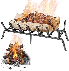 27ΓΓ Fireplace Grate∩╝1Pack Fireplace Log Grate with 6 Support Legs∩╝Black Heavy Duty Solid Steel Fireplace Log Holder for Backyards Courtyards Terraces Fireplaces
