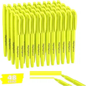 48 Count Yellow Highlighters Bulk - Chisel Tip, No Bleed & Quick Dry, Ideal for Note Taking, Studying, School, Office, Student & Teacher Supplies