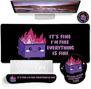 Blusabaca Dumpster on Fire Mouse Pad, Funny Cute Desk Mat Accessories Decor
