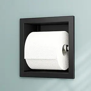 Neodrain Recessed Toilet Paper Holder, Matte Black Toilet Paper Holder Built-in, Stainless Steel Recessed Tissue Paper Roll Holder, in Wall