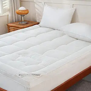 YOUR MOON 100% Wool Mattress Topper Twin Size, 800GSM Natural Wool Filling, Thick Pillow Top Mattress Pad, Back Pain Relief Bed Topper with Cotton Cover, 16" Deep Pocket, 39"x75" (White)