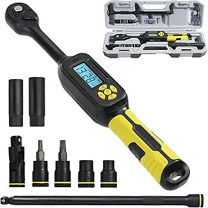 2025 New Digital Torque Wrench with Large Color Screen, Rechargeable Battery - for Automotive Repair, Bicycle Maintenance, Industrial Assembly (3/8-Inch, 9PC-2.21-44.25 Ft.lb)