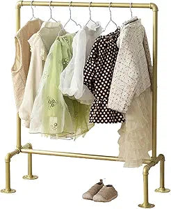Kids Pipes Dress up Racks, Kids Clothing Racks, Child Garment Racks, Hanging Clothes Rod Storage Shelf Organizers Shelves Shelving, Gold Metal