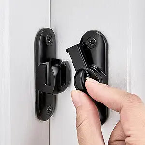 INIRET 10 Packs Black Barn Door Latches,90/180 Degree Gate Lock,Flip Gate Latches Hardware,Zinc Alloy Right Angle Door Lock Latch,Door Security Sliding Door Latch Lock for Cabinets,Bathroom