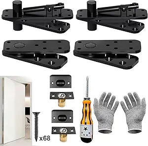 Hidden Door Hinge, Pivot Hinge - 570LBS Load-Bearing Heavy Duty 360 Door Kit Rotation Invisible Hinges for Secret Door, Hardware for Secret Doors, Bookcase (ZJ-2set)
