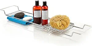 Home Intuition Stainless Steel Expandable Shower Bathtub Tray Over The Clawfoot Tub Bath Caddy