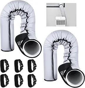 YoleShy 2 Pack Portable AC Hose Insulation Sleeve Thick Portable Air Conditioner Hose Cover Wrap for 5" & 5.9" Diameter Easy Installation AC Duct Insulation Wrap with 6 Adjustable Buckle Bands