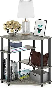 Furinno TURN-N-TUBE Desk, Gaming Desk with Shelves, Corner Computer Desk with Shelves, Office Desk, Space Saving, For Home Office, Bedroom, French Oak