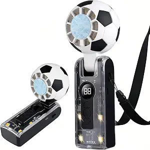 Portable Handheld Personal High-Speed Turbo Fan With 6 Gear Wind and Ice Cooling,Rechargeable Soccer Enthusiast Theme Small Fan for Viewing Soccer Game,Football Fans Party,Outdoor,Travel(Black)
