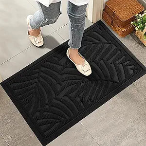 HIYARD Front Door Mat, Absorbent Resist Dirt Welcome Door Mat Indoor Outdoor, Waterproof Doormat, Sturdy Non Slip Backing, Fade Resistant, Low Profile Entry Mat for Entryway, 4732, Black