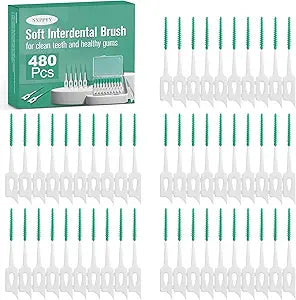 480 Pcs Dental Floss Picks, Soft Silicone Tooth Picks Flossers