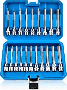20PC Extra-Long Allen Hex Bit Socket Set, S2 Steel Hex Head Socket