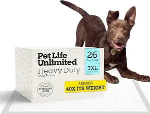 Pet Life Unlimited Heavy Duty 3XL Puppy Pads for Dogs, Potty Training Pee Pads, 26 Count, 36" x 36", Leak-Proof, Super Absorbent, Quick-Dry, Odor Control Clover Leaf Scent, Made in USA