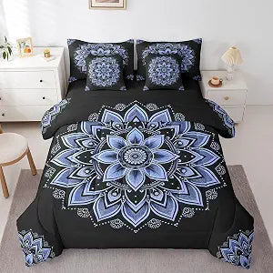 Erosebridal Mandala Comforter Set, Boho Floral Bedding, Full 7 Pieces