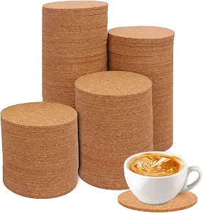 150 Pack 3.5 Inch Round Cork Coasters - Absorbent, Heat Resistant, Multi-Use for Drinks, Crafts, DIY Projects, Wine Glass, Mug, Coffee Cup, Plants