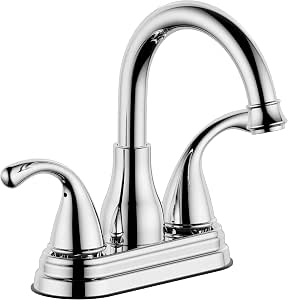 Polished Chrome 4 Inch Centerset Bathroom Sink Faucet 3 Hole with Drain