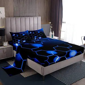Feelyou Honeycomb Geometrical Bed Sheets Set Kids Boys Full