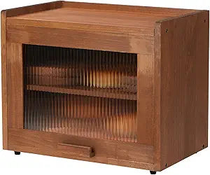 Wooden Bread Box for Kitchen Countertop, 2 Tier Bread Storage Container with Acrylic Door, Adjustable Shelf, Ventilation Holes, Brown