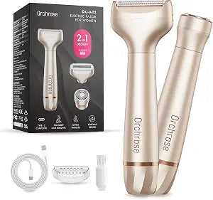 Orchrose Women's Electric Razor Cordless: Painless Shaver for Face Legs Underarms Bikini Area - Ladies Wet Dry Hair Remover Multifunctional Trimmer with Travel Lock