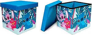 Disney Lilo & Stitch Characters Stitch and Angel 15-Inch Storage Bin Cube Organizers with Lids, Set of 2 | Fabric Basket Container, Cubby Cube Closet Organizer | Toys, Gifts And Collectibles