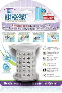 ShowerShroom the Revolutionary 2" Stand-Up Shower Stall Drain Protector Hair Catcher/Strainer, Gray , 1 Count ( Pack of 1)
