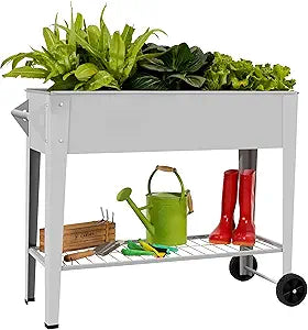 LEETOLLA     Elevate Herb Garden Planter Box Outdoor Raised Planter Box with Legs On Wheels for Vegetables Flower Tomato Patio Backyard
