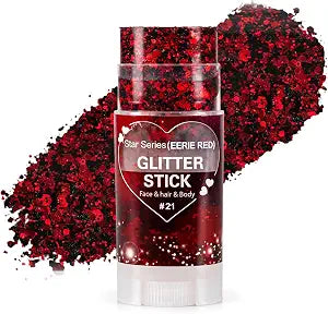 Yosca Halloween Body Glitter Stick, Black Red Face Glitter Sparkle Gel