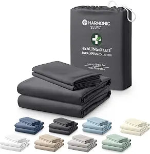 Eucalyptus Collection King Size Sheet w/Silver Ions | 100% Tencel | Ultra Soft | Cooling for Hot Sleepers | 18" Deep Pocket [Charcoal]