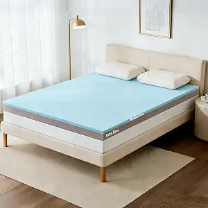 Extra Firm Mattress Topper Queen: 4 Inch Dual Firmness Medium Firm & Extra Firm, High Density Memory Foam for Back Pain Relief, Cooling Breathable Thick Bamboo Gel, CertiPUR-US Certified, 80x60