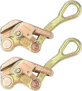 2 Pack 2T Cable Grip, 4409 lbs Wire Gripper, Wire Rope Tightener, Cable Pulling Tool, Carbon Steel Wire Stretcher with Swing Latch, Steel Cable Puller Tool for Wire Rope, Electricity, Industry