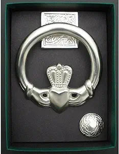 Large Claddagh Door Knocker/Square Back Satin Nickel Silver